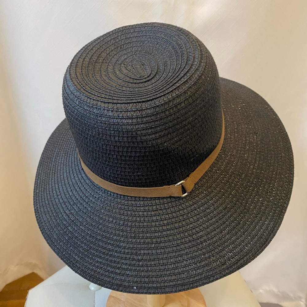 Sunday Best Black Eau Claire Woven Summer Hat Bohemian Resortwear Vacation S/M - Picture 5 of 14